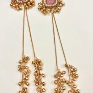 Kundan Pearl Ghungroo Long Tassel Earrings