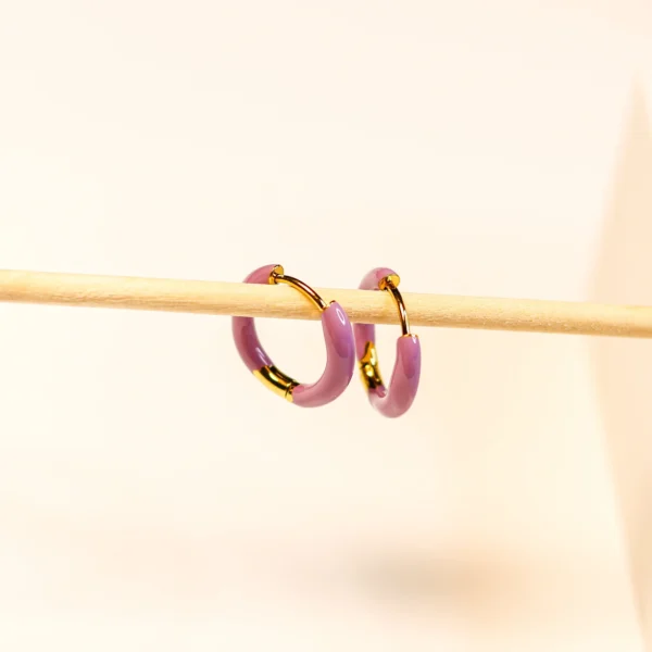 Blush Glow Enamel Hoop Earring