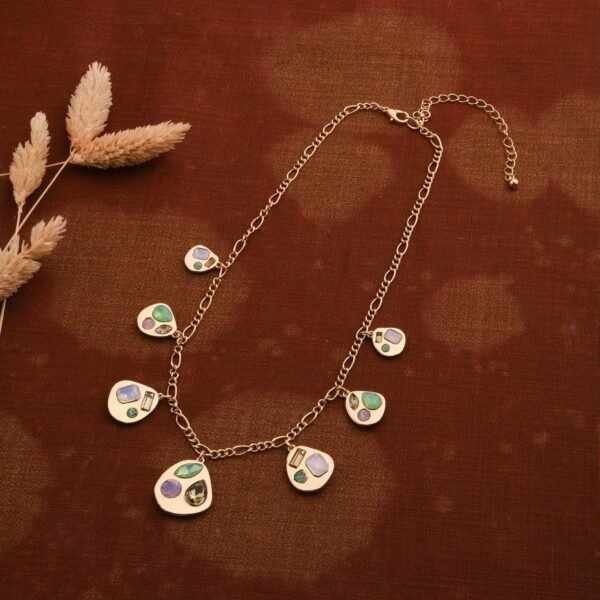 Women's Gold Gem Set Charm Collar Necklace