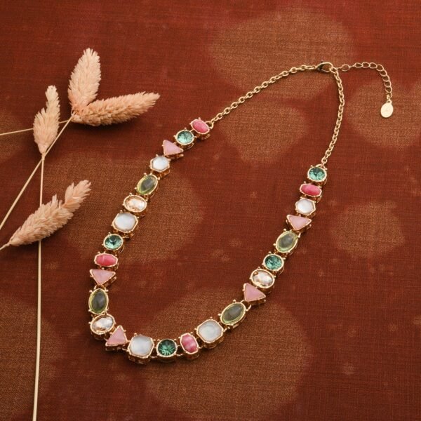 Gold Eclectic Gem Collar Necklace