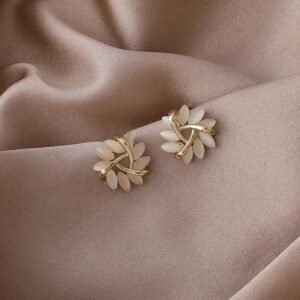 Ivory Petal Floral Stud Earrings