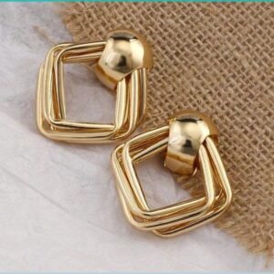 Gold Tone Square Hoop Earrings