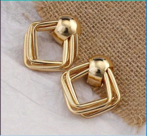 Gold Tone Square Hoop Earrings