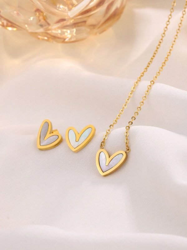2-Piece Heart Stainless Steel Jewelry Set – Necklace, Earrings