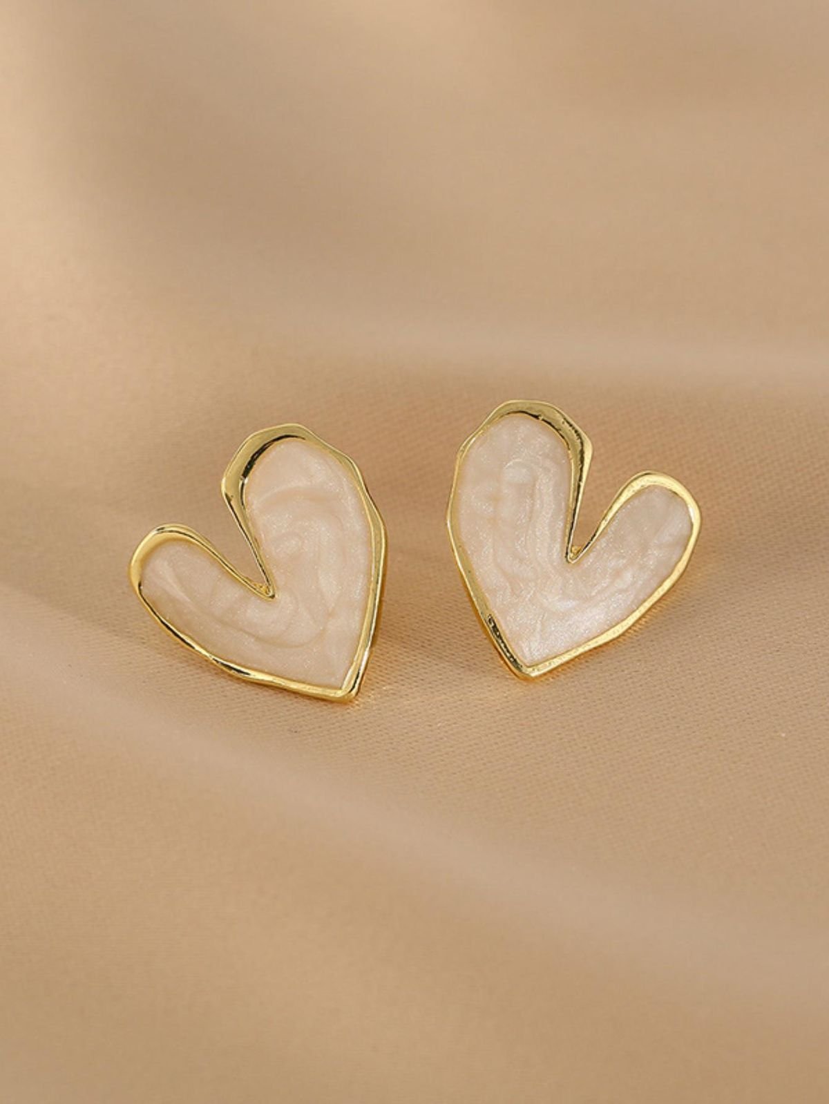Gold-Plated Heart Shaped Studs Earrings