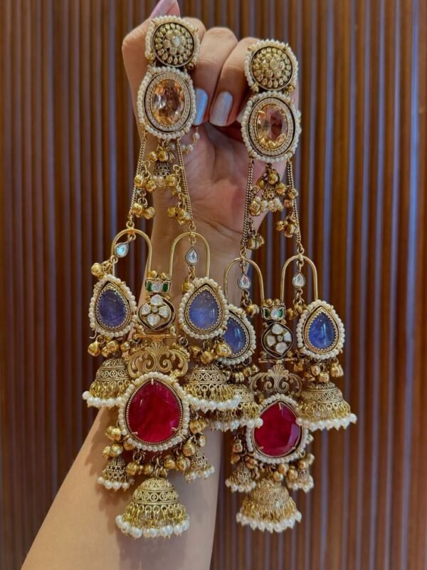 Gold-Plated Kundan Studded & Ghungroo Beaded Earrings