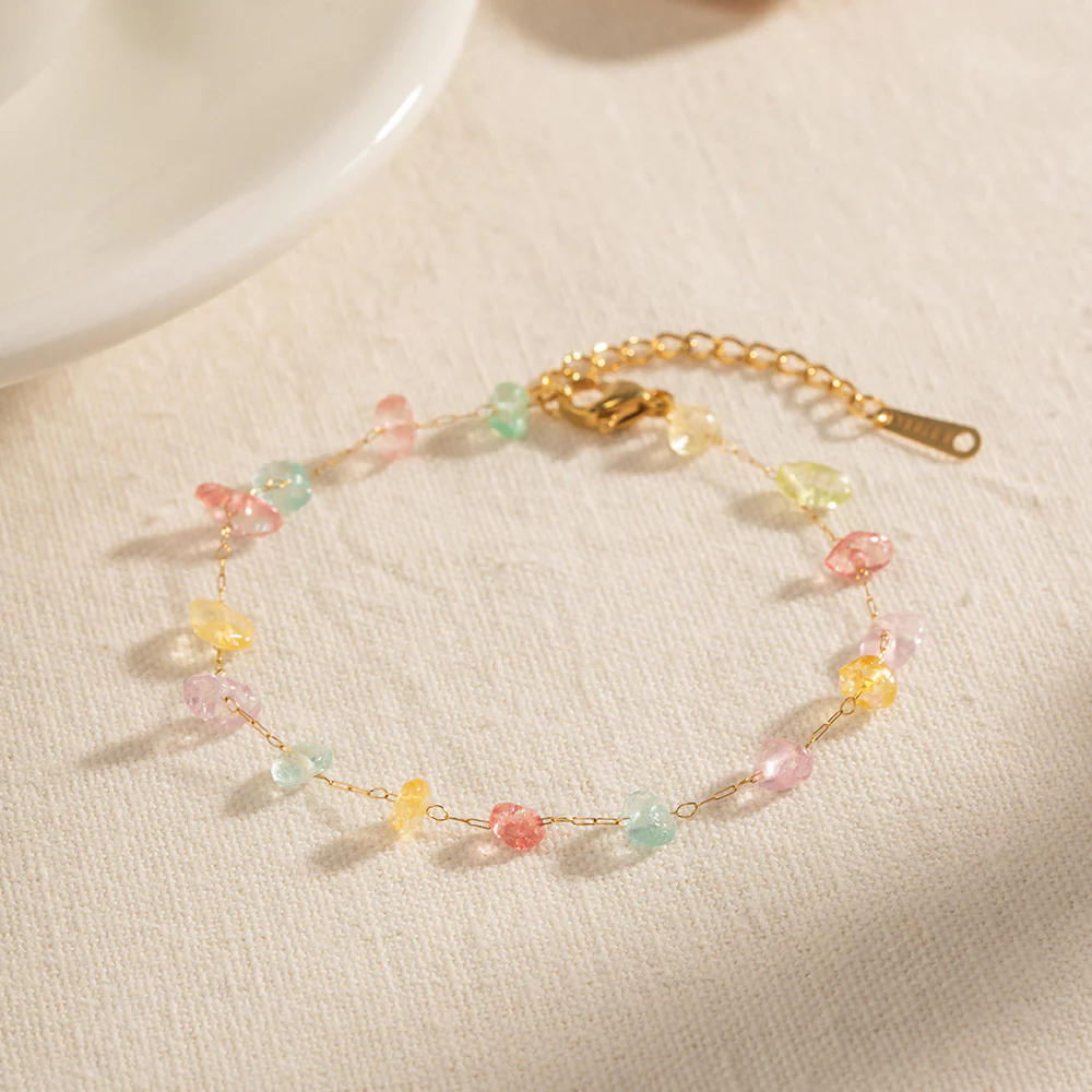 Multi Pastel Colors Crystal Stone Sleek Bracelet