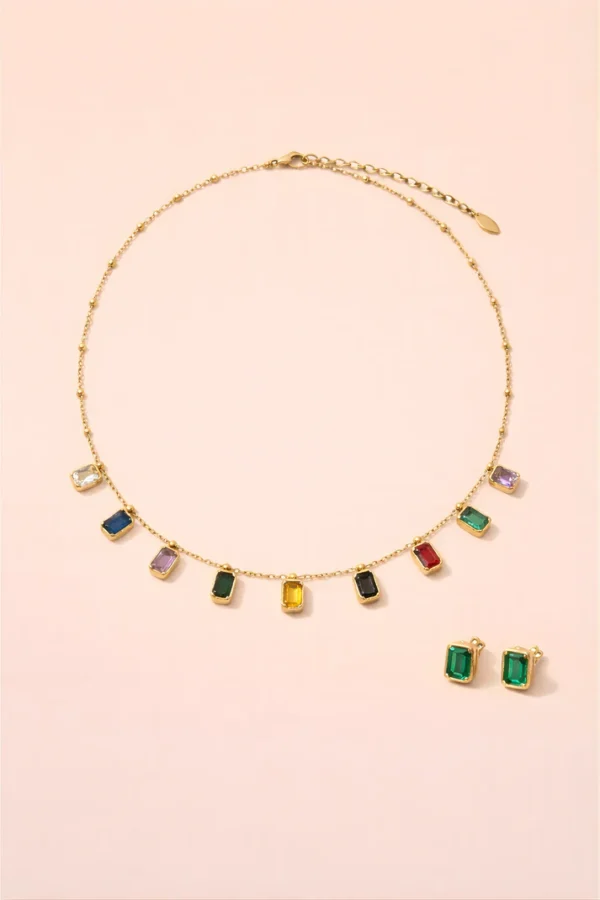 Aurora Multicolor Gemstone Necklace Set