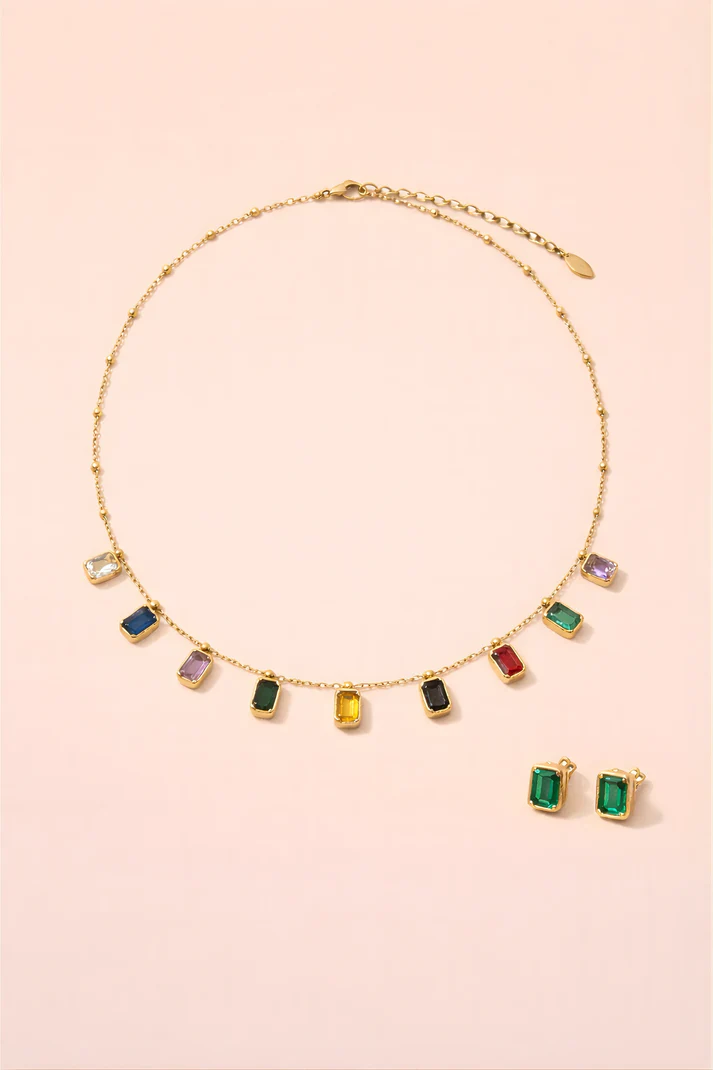 Aurora Multicolor Gemstone Necklace Set